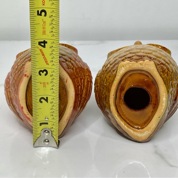 Set Of 2 Owl Figurines Ceramic Table Top Decor Autumn Fall Decoration - Picture 8 of 11